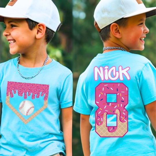 Personalized Boy Baseball Drip Shirt, Custom Baseball Shirt for Kid, Bulk Team Gift, Ice Cream Drip Tee, Easter Basket Gift, Baseball TShirt