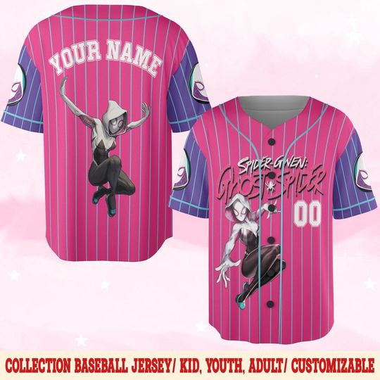 Personalized Spidey And His Amazing Friends Gwen Stacy Baseball Jersey,Spider Verse Baseball Jersey Team,Gwen Stacy Baseball Jersey