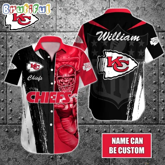 Custom Kansas City Chiefs Half Tone Mascot Hawaiian Shirt