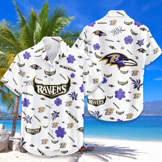 Baltimore Ravens Hawaiian Button Down Shirt