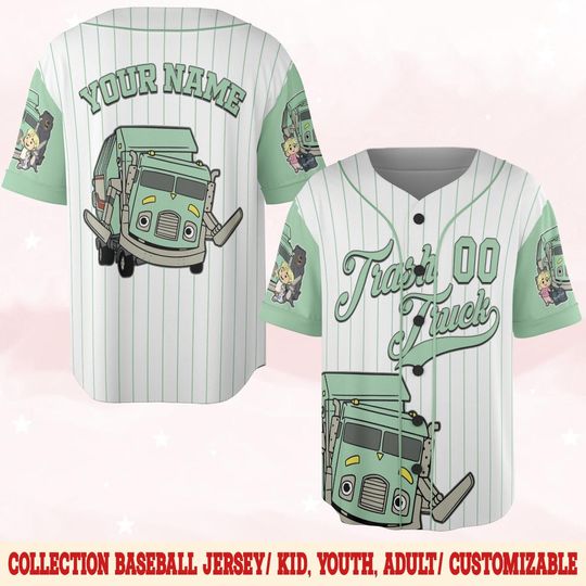 Personalized Trash Truck Baseball Jersey, Hank Trash Truck Birthday Boy, Birthday Girl Jersey, Trash Truck Family Birthday Matching