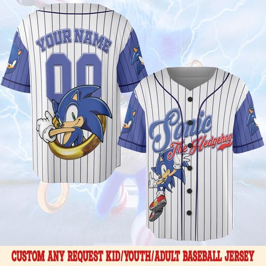 Personalized Sonic The Hedgehog Collection Baseball Jersey, Custom Sonic Birthday Baseball Jersey, Sonic The Hedgehog Jersey Shirt