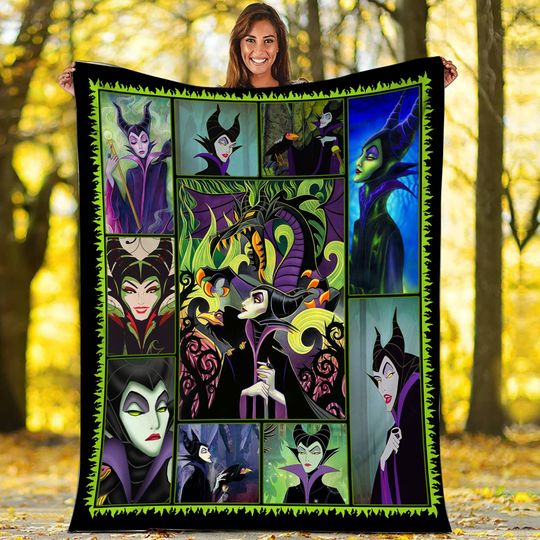 Maleficent Villain Fleece Blanket | Maleficent Sleeping Beauty Blanket Maleficent Magic Kingdom Fleece Blanket for Couch Sofa Christmas Gift