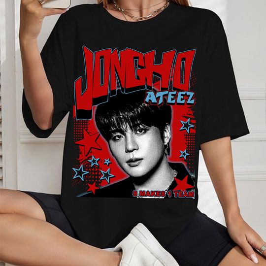 Retro Jongho Ateez T-shirt, Ateez 2025 World Tour In Your Fantasy Shirt, Ateez Golden Hour Part 2 Shirt, Ateez Members Kpop Shirt Sweater