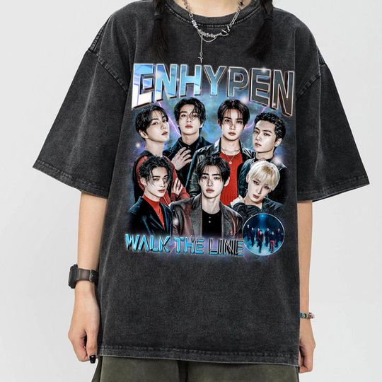 Retro Enhypen Walk The Line World Tour 2025 MINERAL Wash Tee, Enhypen Desire: Unleash Shirt, Enhypen Fate Plus Tour Shirt, Enhypen Members
