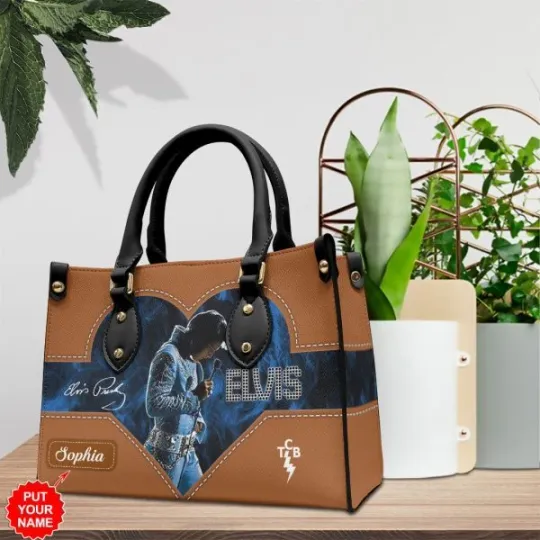 Personalized Elvis Presley Leather HandBag, Music Leather Handbag, gift for Fans