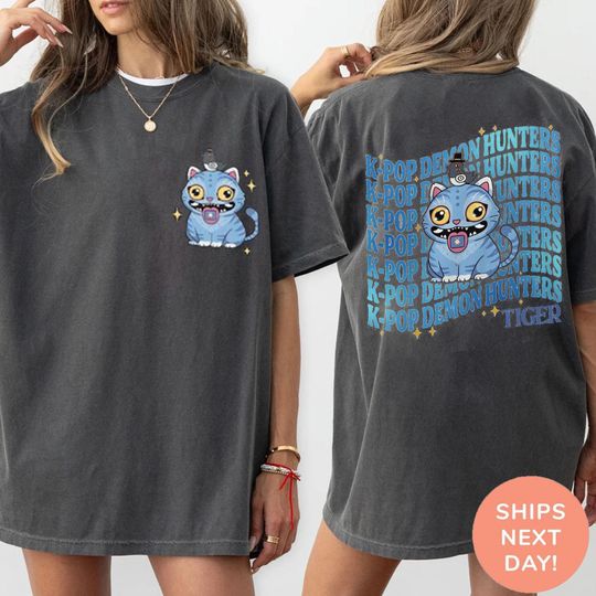 Kpop Demon Hunters Tiger Shirt, Demon Hunter Tiger Tee, Kpop Huntrix Pin Shirt, Jinu Manga Inspired Shirt, Saja Girls Fan Apparel,Kpop Anime