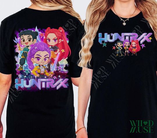 Kpop Huntrix 2 sides Shirt, Kpop Demon Hunters Shirt, Kpop Huntrix Tee, Mira, Rumi, Zoey, Derpy Tiger Tee, Gift for Huntrix, Saja Boys Fans