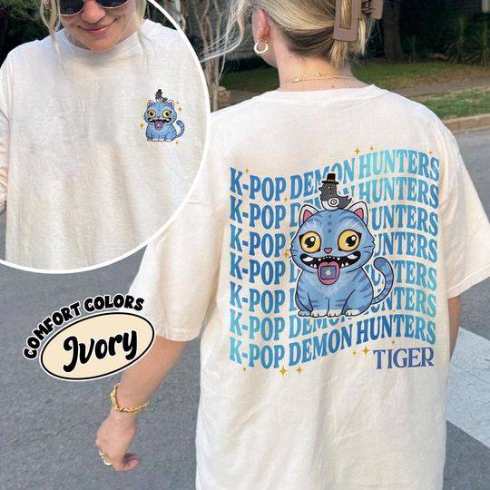 Kpop Demon Hunters Tiger Shirt Comfort Colors, Saja Girls Fan Gift, Huntrix Jinu Manga Shirt, Kpop Fan T-Shirt, Anime Tee