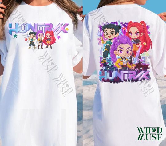Kpop Huntrix 2 sides Shirt, Kpop Demon Hunters Shirt, Kpop Huntrix Tee, Mira, Rumi, Zoey, Derpy Tiger Tee, Gift for Huntrix, Saja Boys Fans