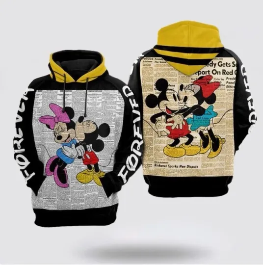 Mickey Kiss Minnie Disney Over Print 3D Hoodies - Mickey 3D Shirts Gift