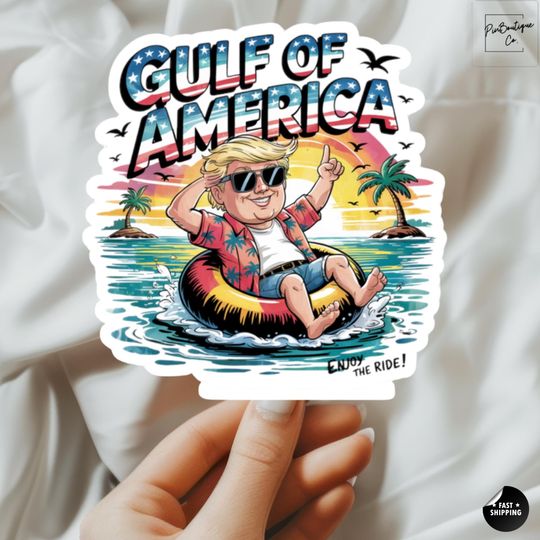 Trump Sticker, Trump Gulf of America Stickers, Funny Trump Summer Stickers,Funny Political Trump Sticker, Trump Beach Sticker, Funny MAGA