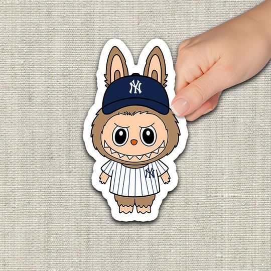 Yankees Labubu Vinyl Sticker | Cute NY Yankees Fan Art | Baseball Laptop Sticker | Kawaii Sports Sticker | Aaron Judge