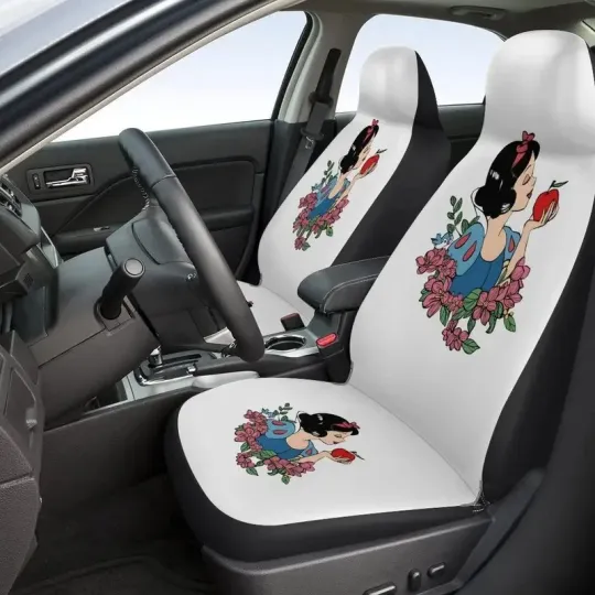 Floral Snow White Princess Car Seat Covers with Red Apple and 7 Dwarfs