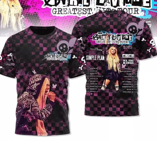 Avril Lavigne Tour 2025 The Greatest Hits Tour Celebration T-Shirt 3D Gift for