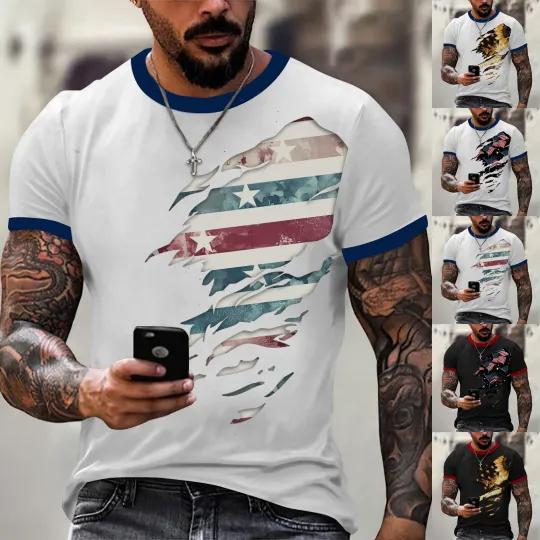 Men's  T-shirt T-shirts Graphic Text Pool3D Printing Street Casual Short Sleevec