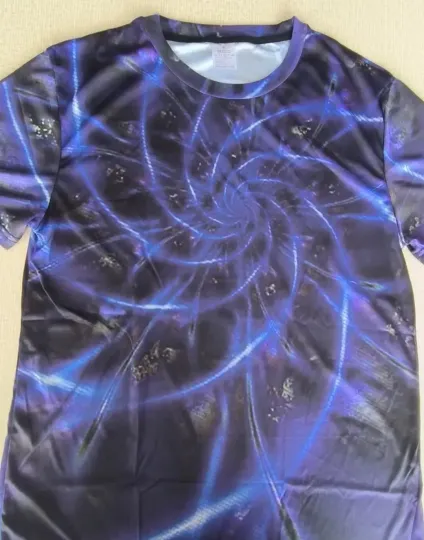 Blue/Violet Spiral Design 3D Graphic Tee Sz Large Festival Tee Quality Made
