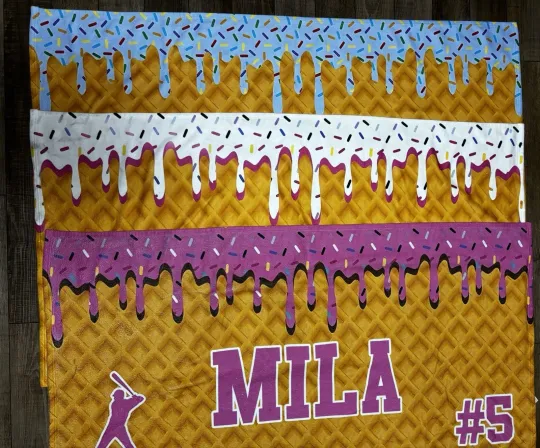 Drip Baseball Beach Towel Custom Name Ice Cream Sports Towel for Kids