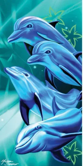 Dolphins Velour Beach Bath Towel 30x60 100% Cotton