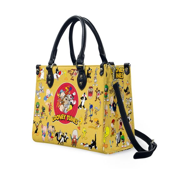 Personalized Looney Tunes Leather Handbag, Looney Tunes Cartoon Lovers Gift