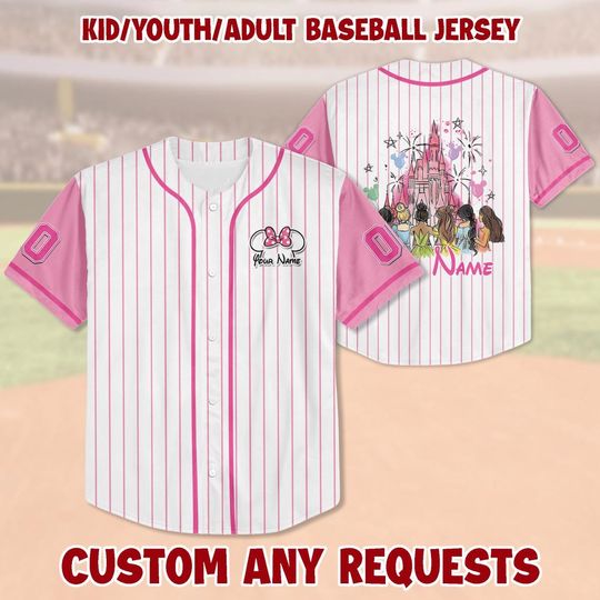 Personalized Disney Princess Baseball Jersey, Matching Family Jersey, Princess Matching Game Day Jersey, Kids, Youth, Adult Disney Jersey