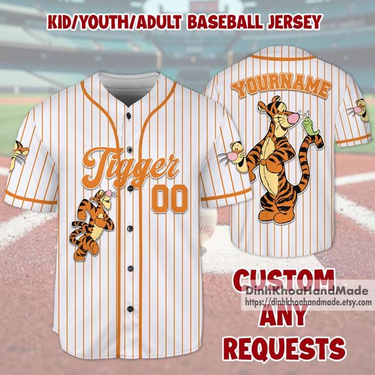 Personalized Disney Winnie the Pooh Tigger Jersey, Disney Winnie the Pooh Tigger Baseball Jersey, Disney Baseball Team Outfit