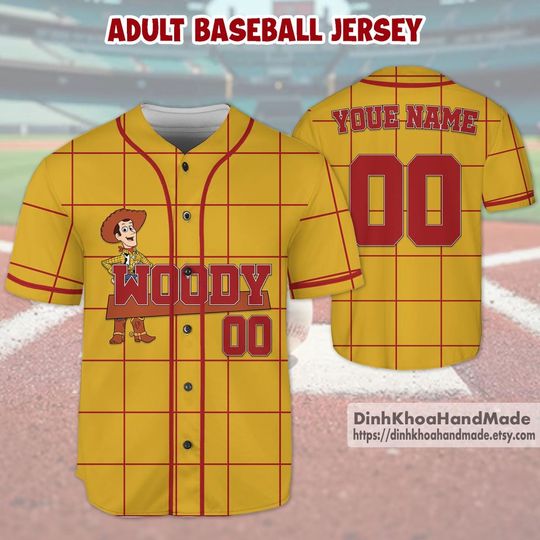 Custom DToy Story Woody Baseball Jersey, Toy Story Matching Baseball Team Outfit, Toy Story Adult Kid Jersey, Jersey Gift for Fans