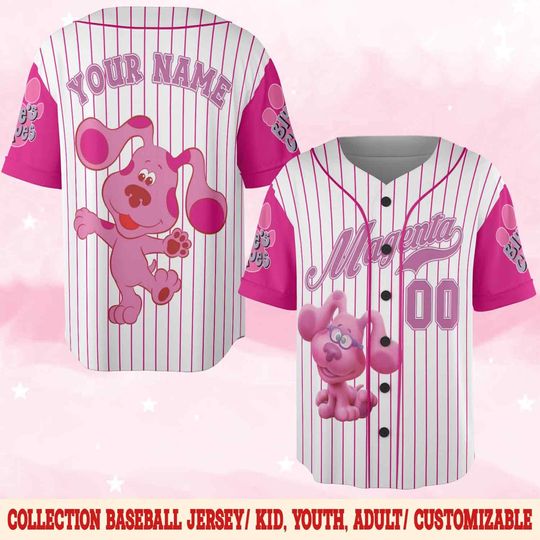 Personalized Blue Clues Baseball Jersey, Blue Dog Lovers Birthday Girl Jersey, Blue Clues Family Shirt, Blue Clues Kids