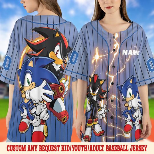 Sonic Birthday Baseball Jersey, Personalized Sonic Birthday Boy Shirt, Custom Kids Party, Sonic the Hedgehog Family Jersey Gift