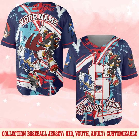 Personalized Sonic Jersey Baseball, Custom Sonic Jersey, Funny Sonic Jersey, Sonic Party Jersey, Sonic Birthday Gift