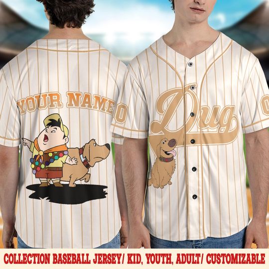 Personalized Disney Up Movie Dug Baseball Jersey, Custom Disney Jersey, Disney Baseball Team Outfit