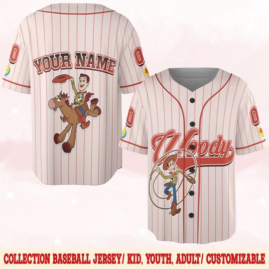 Custom Disney Toy Story Woody Baseball Jersey, Sheriff Woody Buzz Lightyear Jersey, Disney Baseball Team Outfit, Toy Story Jersey