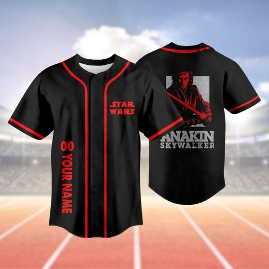 Custom Anakin Skywalker Baseball Jersey, Star Wars Character Baseball Shirt, Star Wars Fan Jersey, Galaxys Edge Jersey, Disney Jersey