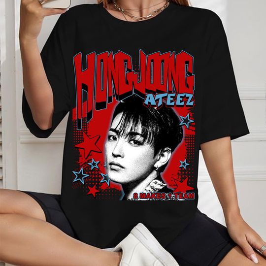 Retro Hongjoong Ateez T-shirt, Ateez 2025 World Tour In Your Fantasy Shirt, Ateez Golden Hour Part 2 Shirt, Ateez Members Kpop Shirt