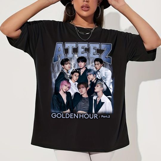 Retro Ateez Golden Hour Part 2 T-shirt, Ateez 2025 World Tour in Your Fantasy Shirt, Ateez World Tour 2025 Shirt, Ateez Members Kpop Shirt