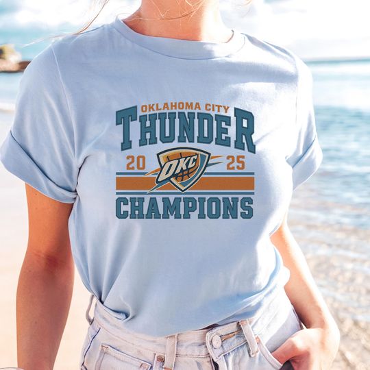 Oklahoma City Thunder 2025 Champions T-Shirt, Vintage Basketball Fan Tee, OKC NBA Merchandise