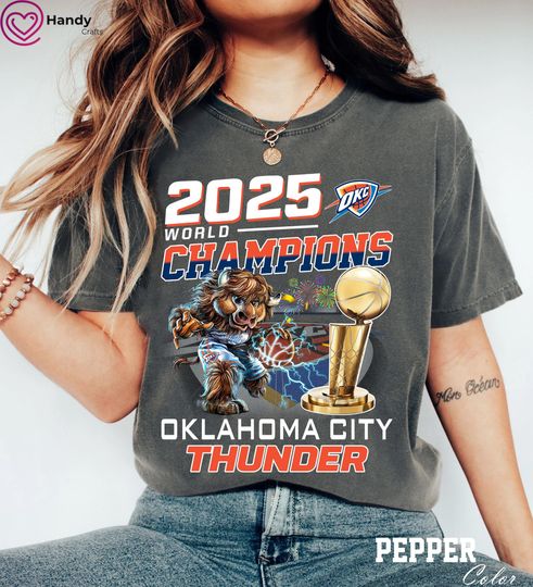 Comfort Color OKC Thunder 2025 NBA Champions Shirt - Basketball Fan Tee, Finals Victory Graphic Tee, Oklahoma City Gift