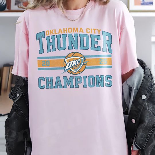 Oklahoma City Thunder 2025 Champions T-Shirt, Vintage OKC Basketball Tee, Thunder Merchandise Gift