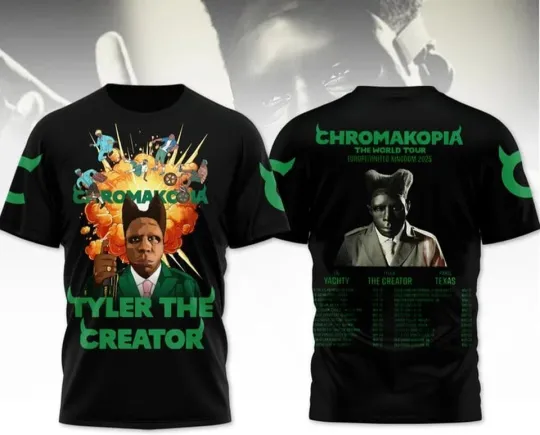 Tyler The Creator 2025 Upcoming The World Tour Chromakopia T-Shirt 3D