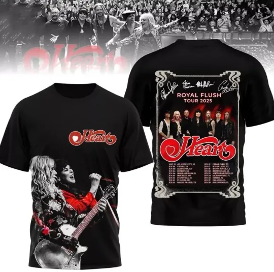 Heart BAND Royal Flush Tour 2025 3D T Shirt
