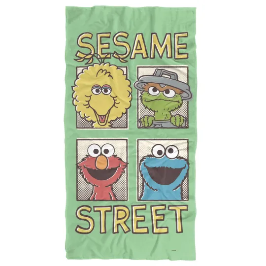 Sesame Street Vintage Comic Panels Officially Licensed Beach Towel 30"x60"