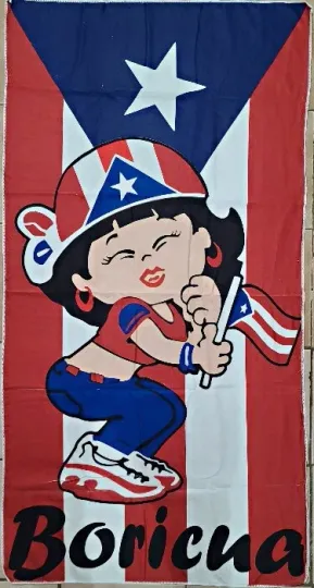 Puerto Rico Rican Flag & Girl Towel Boricua