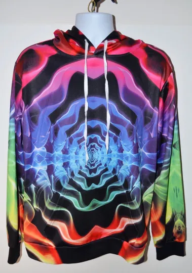 MULTI COLOR SMOKE CIRCLES 3D PRINT MENS WOMENS HOODIE SIZE L/XL