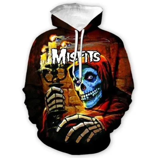 Misfits Hoodie 3D Hooded For Unisex Streetwear Pullover Casual Tracksuits