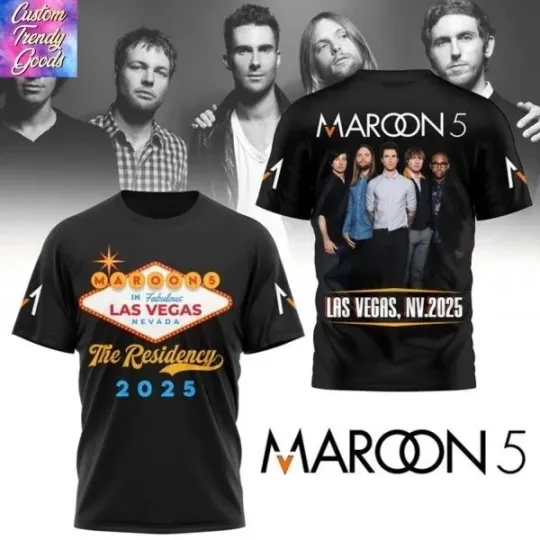 Maroon 5 The Residency 2025 Tour 3D T Shirt For Men