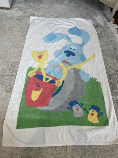 Vintage 90s Blues Clues Beach Towel Blue Shovel Paid Salt Pepper