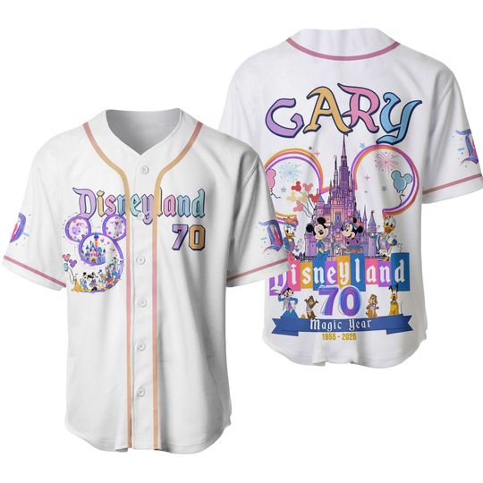 Disneyland 70th Anniversary 1955-2025 Jersey Shirt, Mickey and Friends Baseball Jersey, Disneyland Jersey, Disneyland Party Outfit