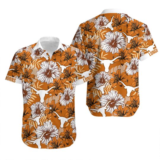 Texas Longhorns Aloha Summer Beach Button Down Hawaiian Shirt