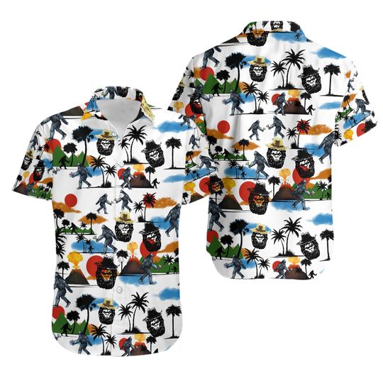 Discover Funny Guy Mugs Men's Hawaiian Print Button Down Short Sleeve Shirts