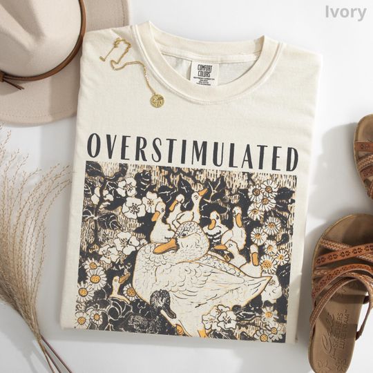 Overstimulated Mama Duck Shirt, Farm Animal Graphic Tee, Homeschool Mom Life Tee, Cottagecore Mother's Day Gift